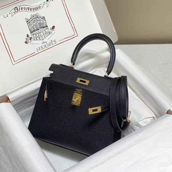 Hermes Mini Kelly Sellier 20 Noir Epsom Gold Replica Bags