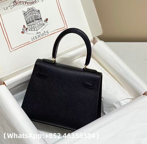Hermes Mini Kelly Sellier 20 Noir Epsom Gold Replica Bags