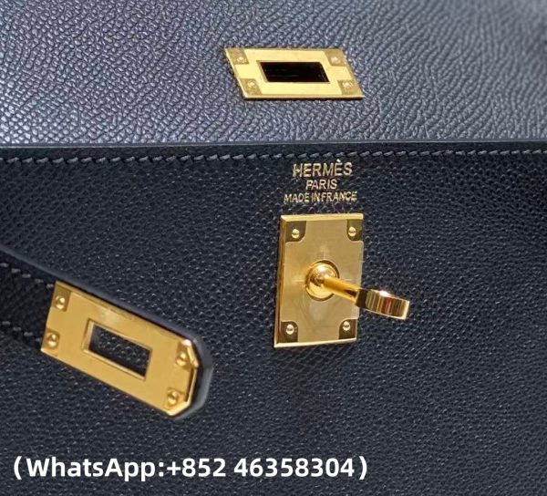 Hermes Mini Kelly Sellier 20 Noir Epsom Gold Replica Bags