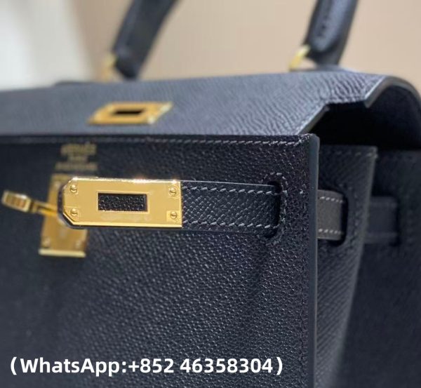 Hermes Mini Kelly Sellier 20 Noir Epsom Gold Replica Bags