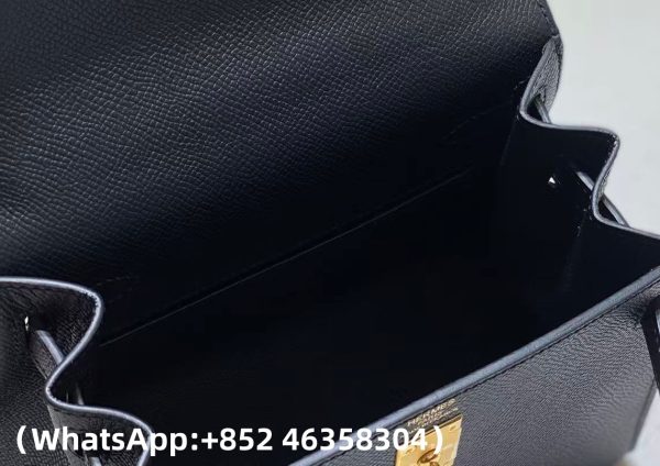 Hermes Mini Kelly Sellier 20 Noir Epsom Gold Replica Bags
