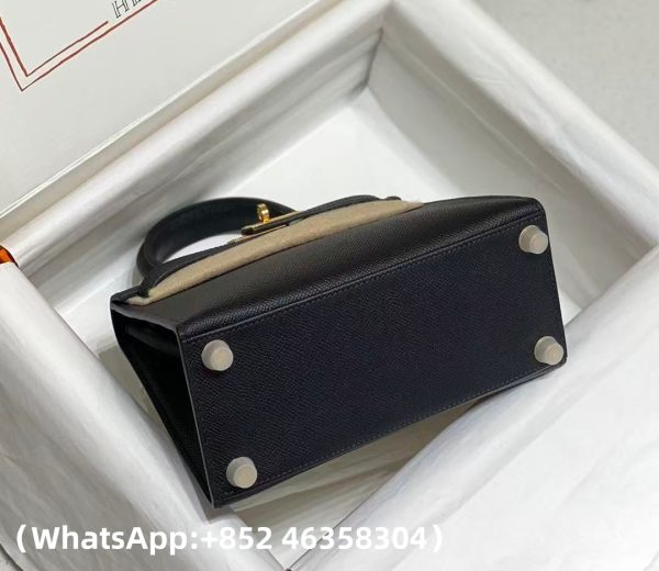 Hermes Mini Kelly Sellier 20 Noir Epsom Gold Replica Bags