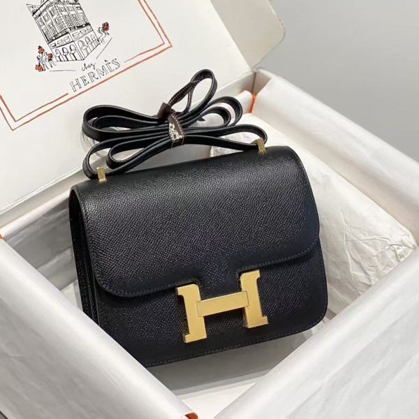 Hermes Black Epsom Leather Constance 18 Replica Bags
