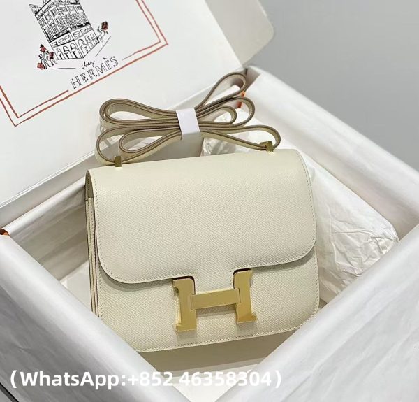 Replica Hermes Milkshake Platinum Buckle Epsom Leather Constance 18