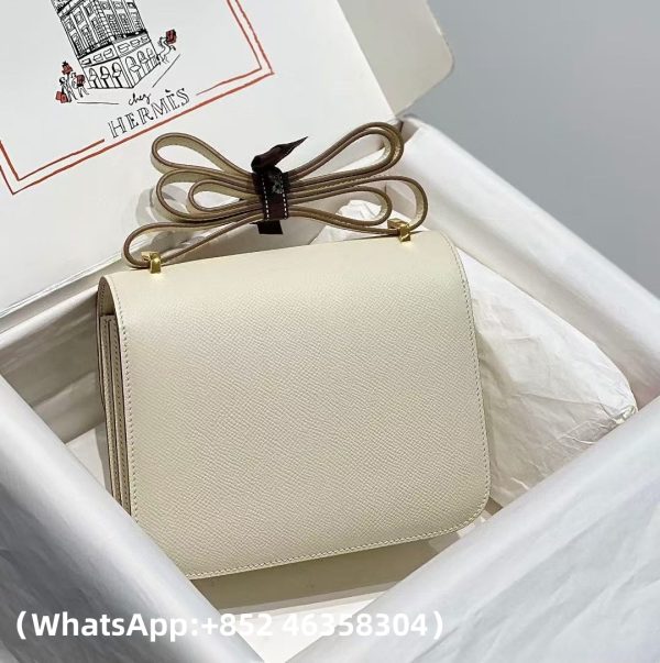 Replica Hermes Milkshake Platinum Buckle Epsom Leather Constance 18
