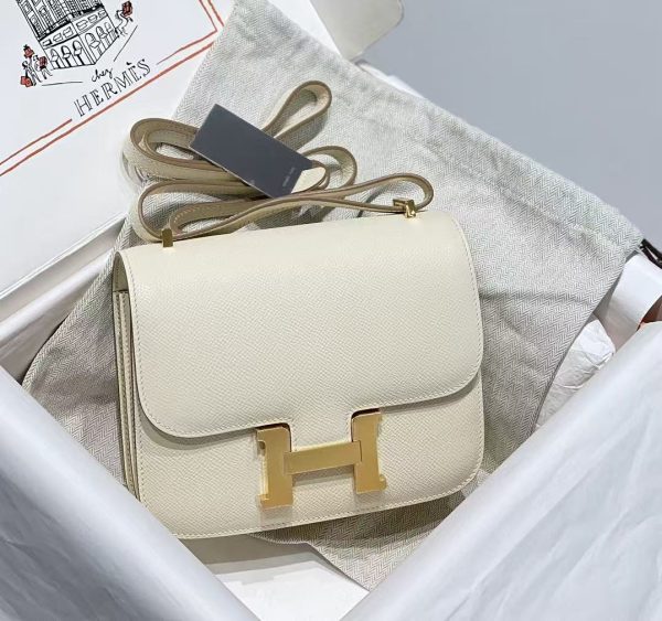 Replica Hermes Milkshake Platinum Buckle Epsom Leather Constance 18