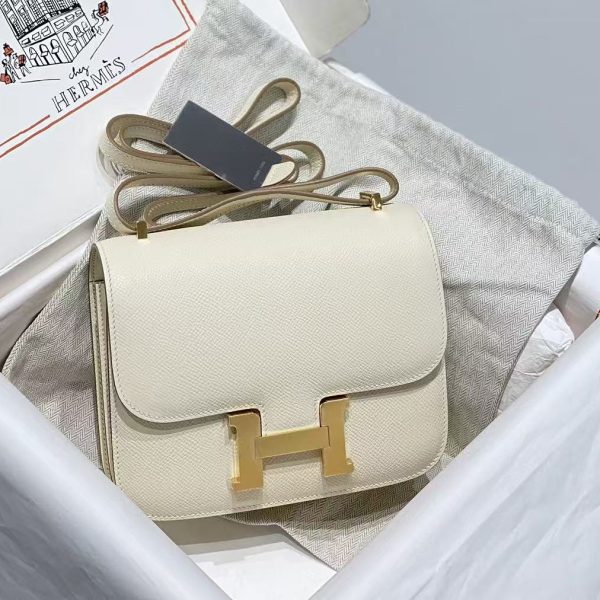 Replica Hermes Milkshake Platinum Buckle Epsom Leather Constance 18