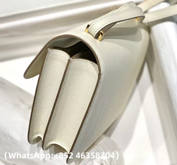 Replica Hermes Milkshake Platinum Buckle Epsom Leather Constance 18