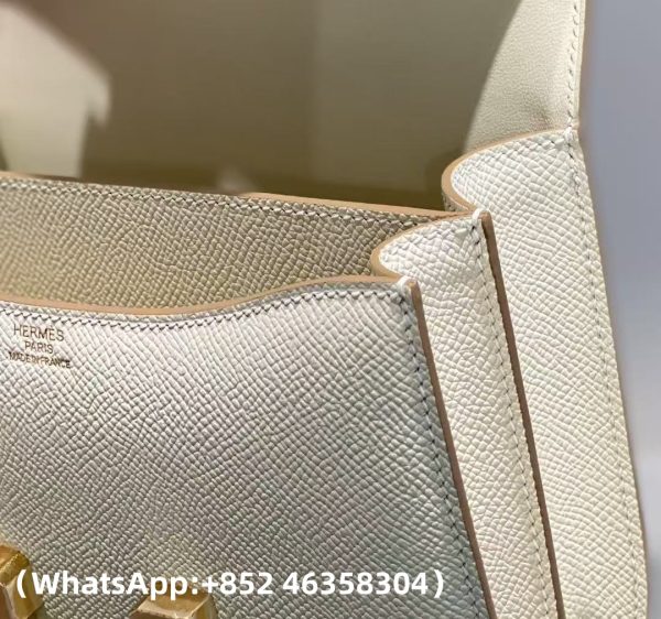 Replica Hermes Milkshake Platinum Buckle Epsom Leather Constance 18