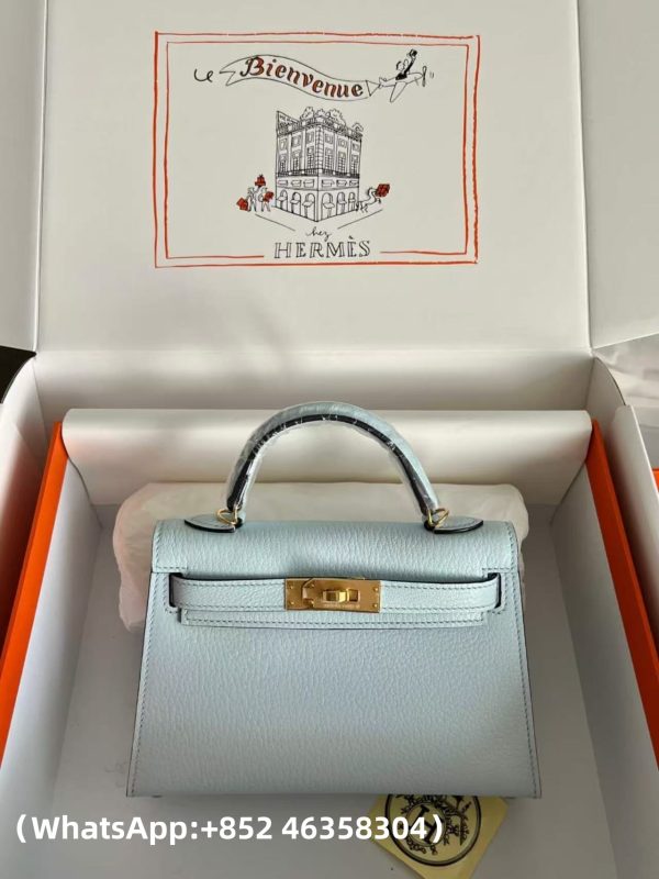 Replica Hermes Epsom Mini Kelly Sellier 20 Bleu Brume