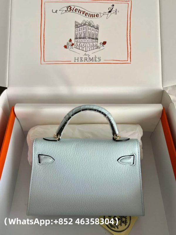 Replica Hermes Epsom Mini Kelly Sellier 20 Bleu Brume