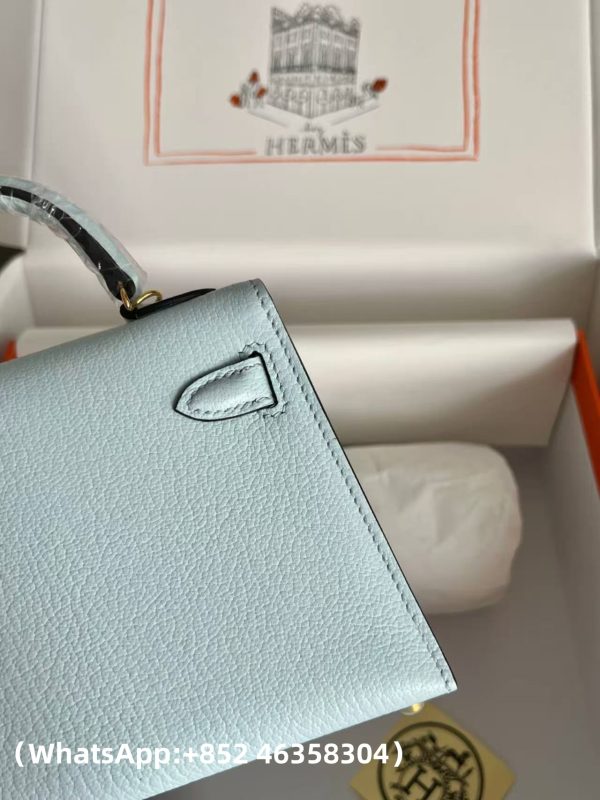 AAA+ Hermes Epsom Mini Kelly Sellier 20 Bleu Brume Replica Bags – 1:1 Best Copy with In-Hand Photos