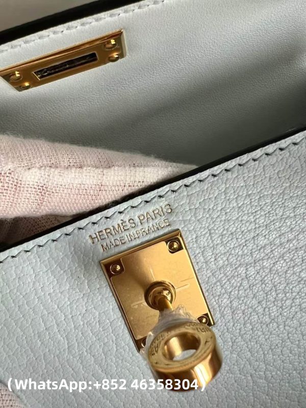 AAA+ Hermes Epsom Mini Kelly Sellier 20 Bleu Brume Replica Bags – 1:1 Best Copy with In-Hand Photos