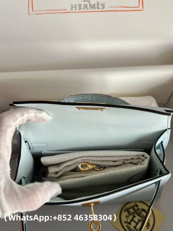 Replica Hermes Epsom Mini Kelly Sellier 20 Bleu Brume