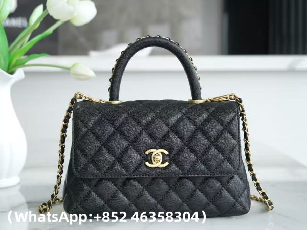 CHANEL Caviar Quilted Mini Coco Chain Handle Flap Black Replica Bags