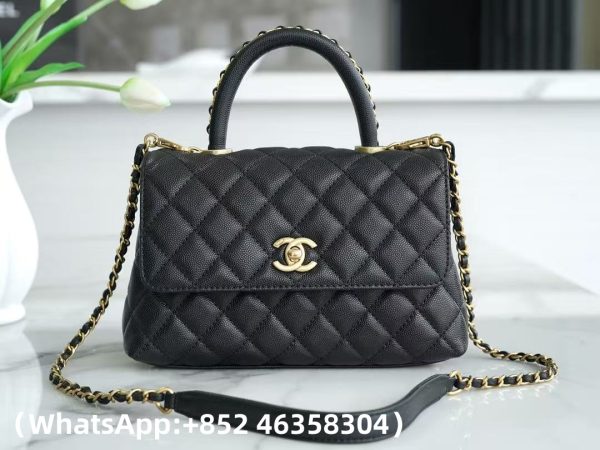 CHANEL Caviar Quilted Mini Coco Chain Handle Flap Black Replica Bags