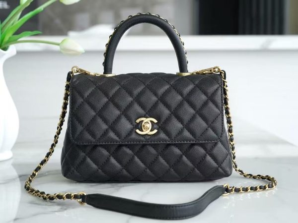 CHANEL Caviar Quilted Mini Coco Chain Handle Flap Black Replica Bags