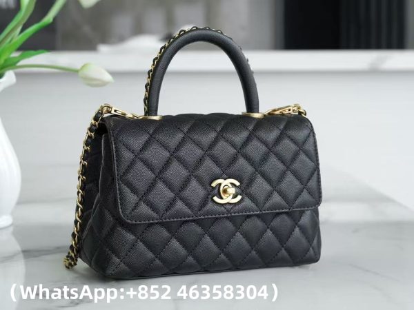 CHANEL Caviar Quilted Mini Coco Chain Handle Flap Black Replica Bags
