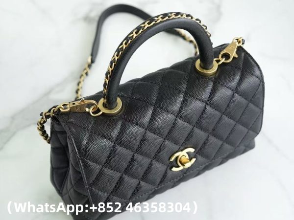 CHANEL Caviar Quilted Mini Coco Chain Handle Flap Black Replica Bags