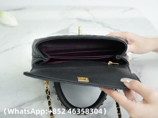 CHANEL Caviar Quilted Mini Coco Chain Handle Flap Black Replica Bags