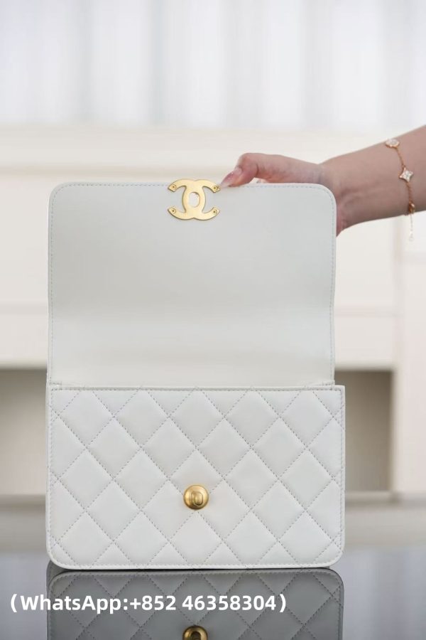 replica CHANEL Calfskin Quilted Perfect Fit Flap White Replica Bags
