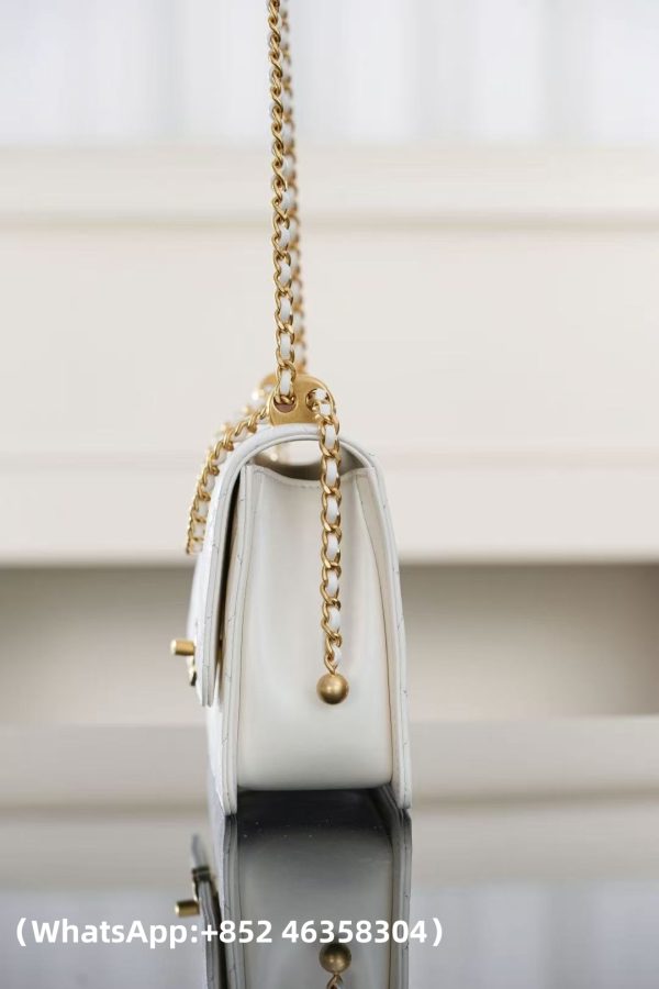 replica CHANEL Calfskin Quilted Perfect Fit Flap White Replica Bags