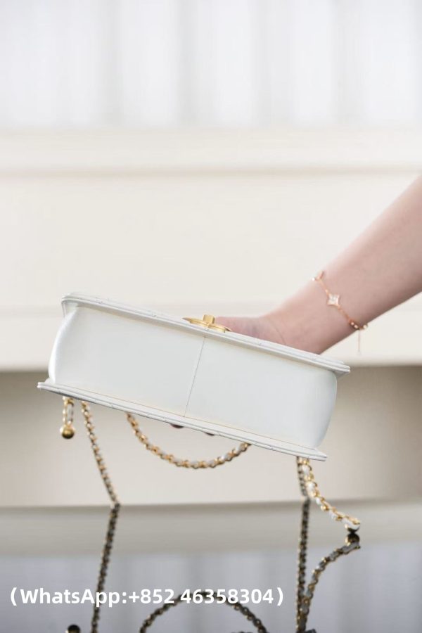 replica CHANEL Calfskin Quilted Perfect Fit Flap White Replica Bags