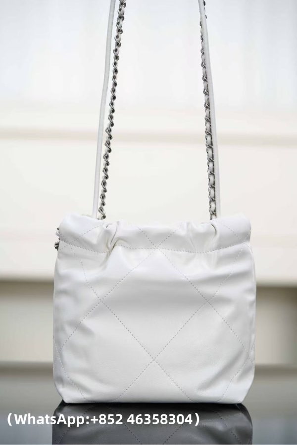 CHANEL Metallic Lambskin Quilted Mini Chanel 22 Silvery Replica Bags