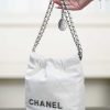 CHANEL Metallic Lambskin Quilted Mini Chanel 22 Silvery Replica Bags