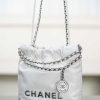 CHANEL Metallic Lambskin Quilted Mini Chanel 22 Silvery Replica Bags