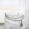 CHANEL Metallic Lambskin Quilted Mini Chanel 22 Silvery Replica Bags