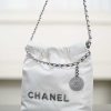 CHANEL Metallic Lambskin Quilted Mini Chanel 22 Silvery Replica Bags