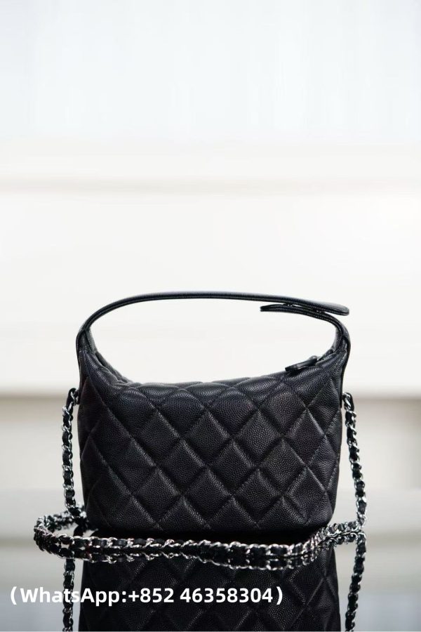 CHANEL 25B Star Buckle Lunch Box Bag Black and Silver Replica Bags