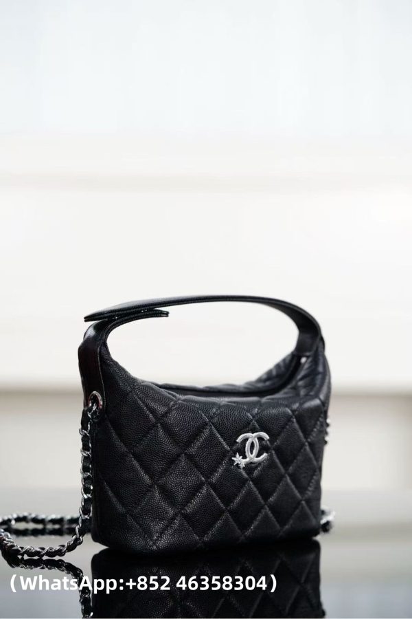 CHANEL 25B Star Buckle Lunch Box Bag Black and Silver Replica Bags