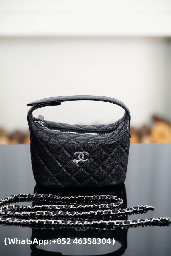 CHANEL 25B Star Buckle Lunch Box Bag Black and Silver Replica Bags