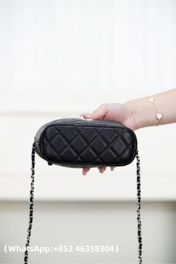 CHANEL 25B Star Buckle Lunch Box Bag Black and Silver Replica Bags