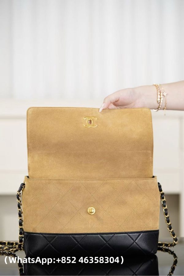 CHANEL 25A Colorblock Messenger Bag Replica Bags
