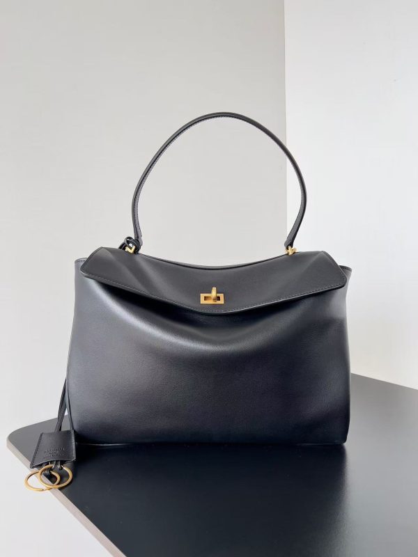 Balenciaga Natural Smooth Calfskin Medium Rodeo Top Handle Handbag Black Replica Bags