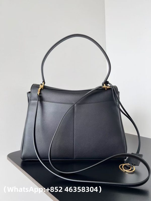 Balenciaga Natural Smooth Calfskin Medium Rodeo Top Handle Handbag Black Replica Bags