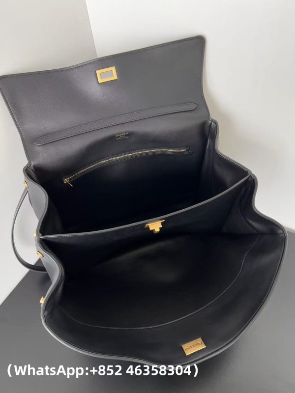 Balenciaga Natural Smooth Calfskin Medium Rodeo Top Handle Handbag Black Replica Bags