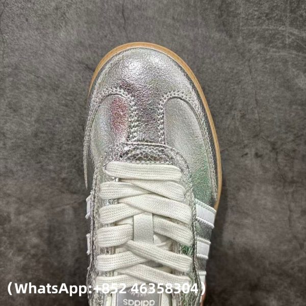 Adidas Samba OG Silver Metallic Cracked Leather Replica Sneakers