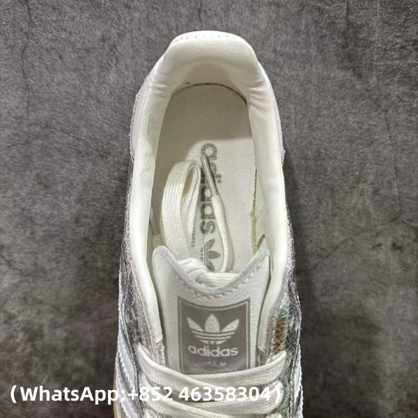 Adidas Samba OG Silver Metallic Cracked Leather Replica Sneakers