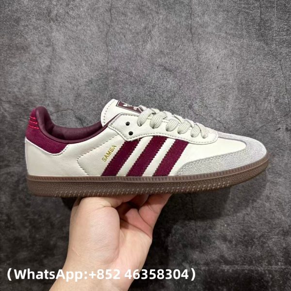 Adidas Samba OG Putty Grey Maroon Replica Sneakers