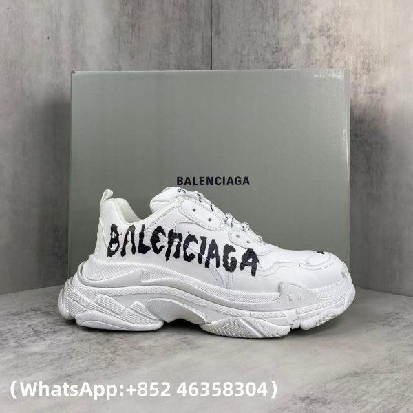 Balenciaga Triple S Black White Graffiti Replica Sneakers