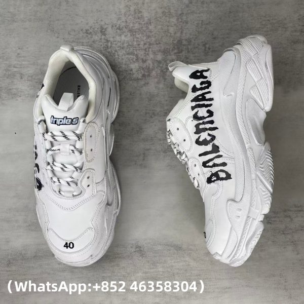 Balenciaga Triple S Black White Graffiti Replica Sneakers