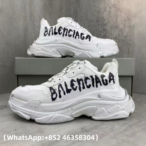 Balenciaga Triple S Black White Graffiti Replica Sneakers