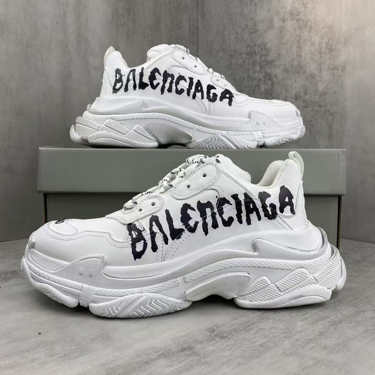 Balenciaga Triple S Black White Graffiti Replica Sneakers