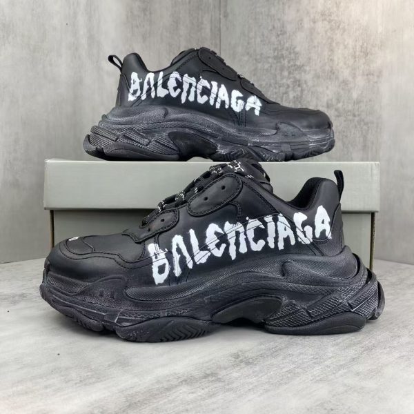 Balenciaga Triple S Black White Graffiti Replica Sneakers