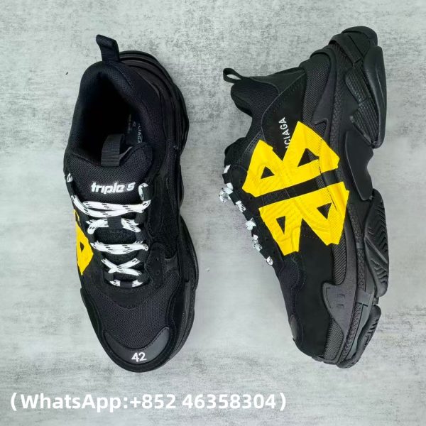 AAA+ Balenciaga Triple S Black Yellow Replica Sneakers – 1:1 Best Copy with In-Hand Photos